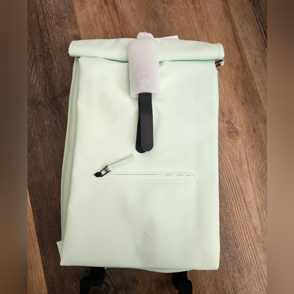 RAINS Hooded Puffer Loop Vest in Mineral with FREE Matching Backpack - Picture 11 of 15